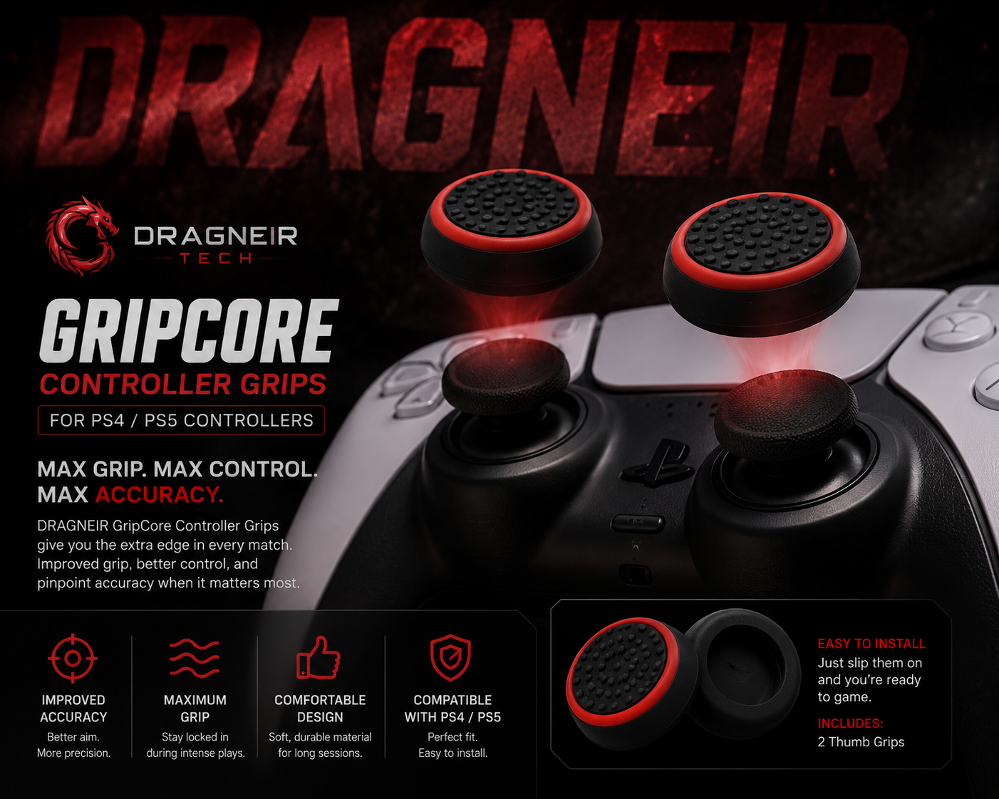 DRAGNEIR™ GripCore Controller Grips.